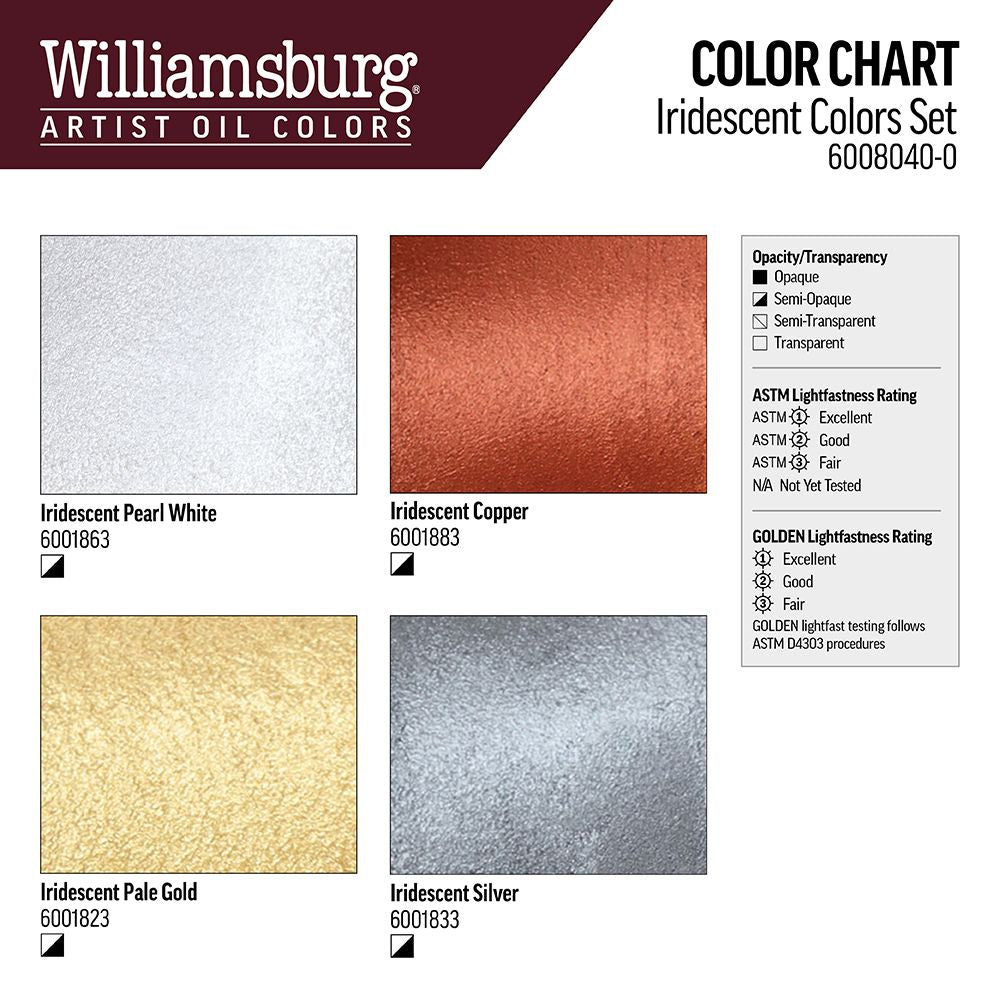 WILLIAMSBURG OIL PAINT IRIDESCENT COLOR SET 4 X 37ML