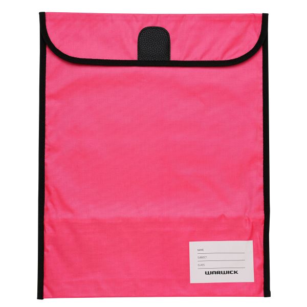 Warwick Homework Bag Fluoro Pink A3+