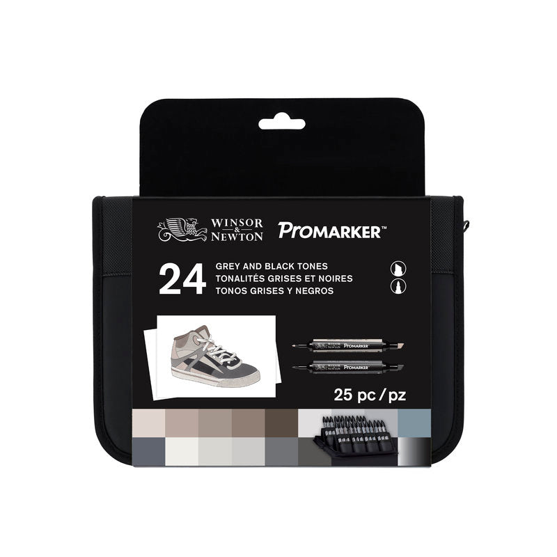 Winsor & Newton Promarker Wallet Black & Greys Set 24 SET