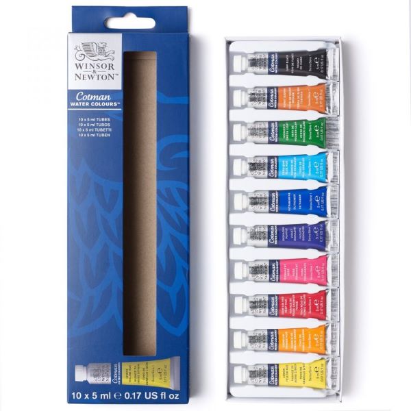 Winsor & Newton Cotman Watercolour Paint 5ml Tube Set 10 SET