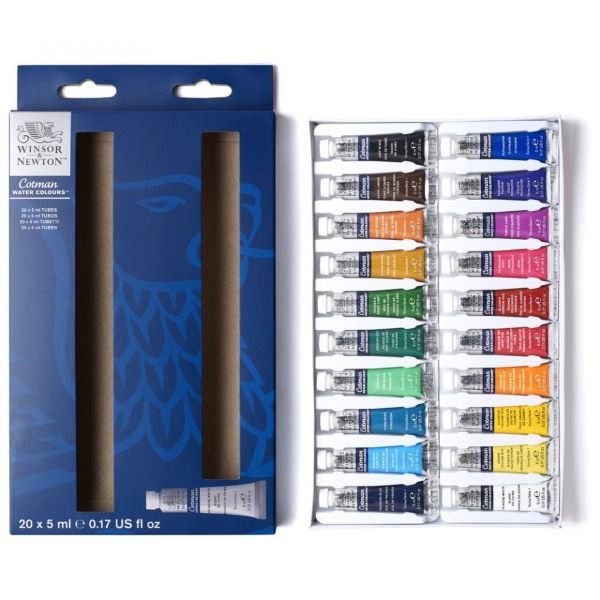 Winsor & Newton Cotman Watercolour Paint 5ml Tube Set 20 SET