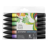 WINSOR & NEWTON PROMARKER WATERCOLOUR FOLIAGE TONES SET 6