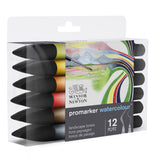 WINSOR & NEWTON PROMARKER WATERCOLOUR LANDSCAPE TONES SET 12