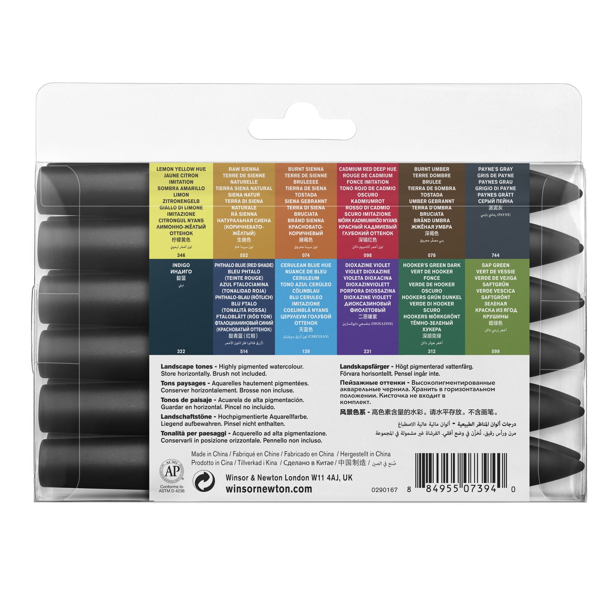 WINSOR & NEWTON PROMARKER WATERCOLOUR LANDSCAPE TONES SET 12