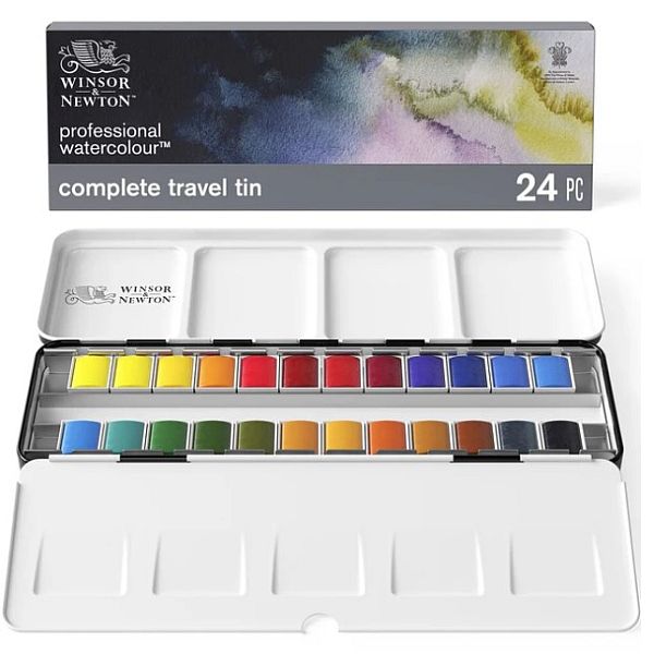 Winsor & Newton Professional Watercolour Paint Complete Travel Set 24 SET