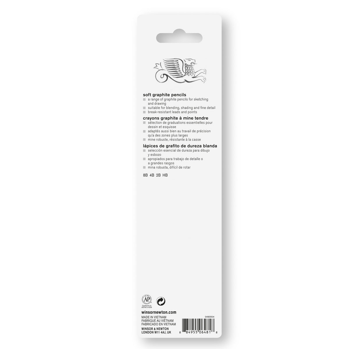 WINSOR & NEWTON STUDIO COLLECTION GRAPHITE PENCIL SOFT BLISTER SET 4 WITH ERASER