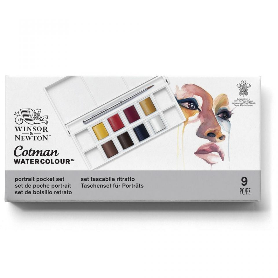 Winsor & Newton Cotman Watercolour Paint Portrait Pocket 1/2 Pan Set 9 SET