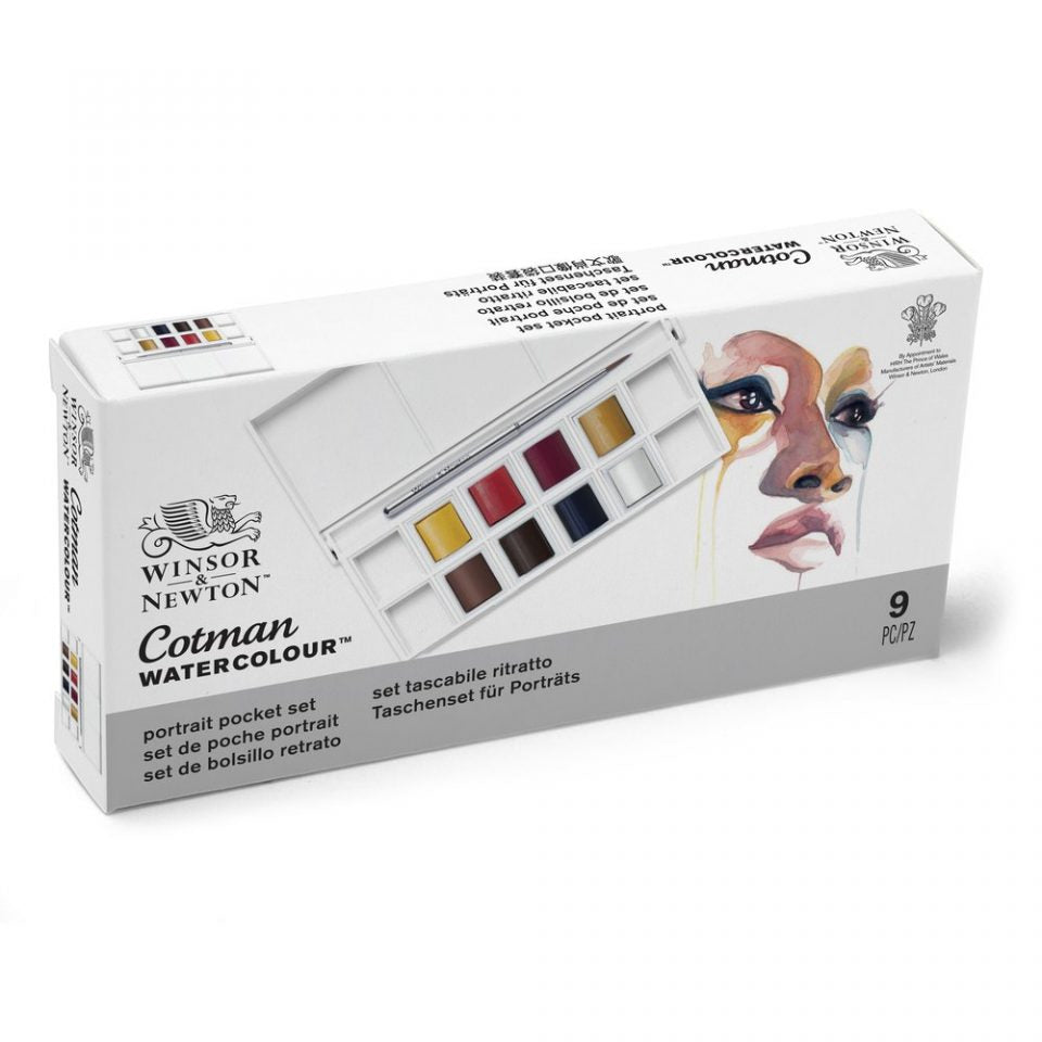 Winsor & Newton Cotman Watercolour Paint Portrait Pocket 1/2 Pan Set 9 SET