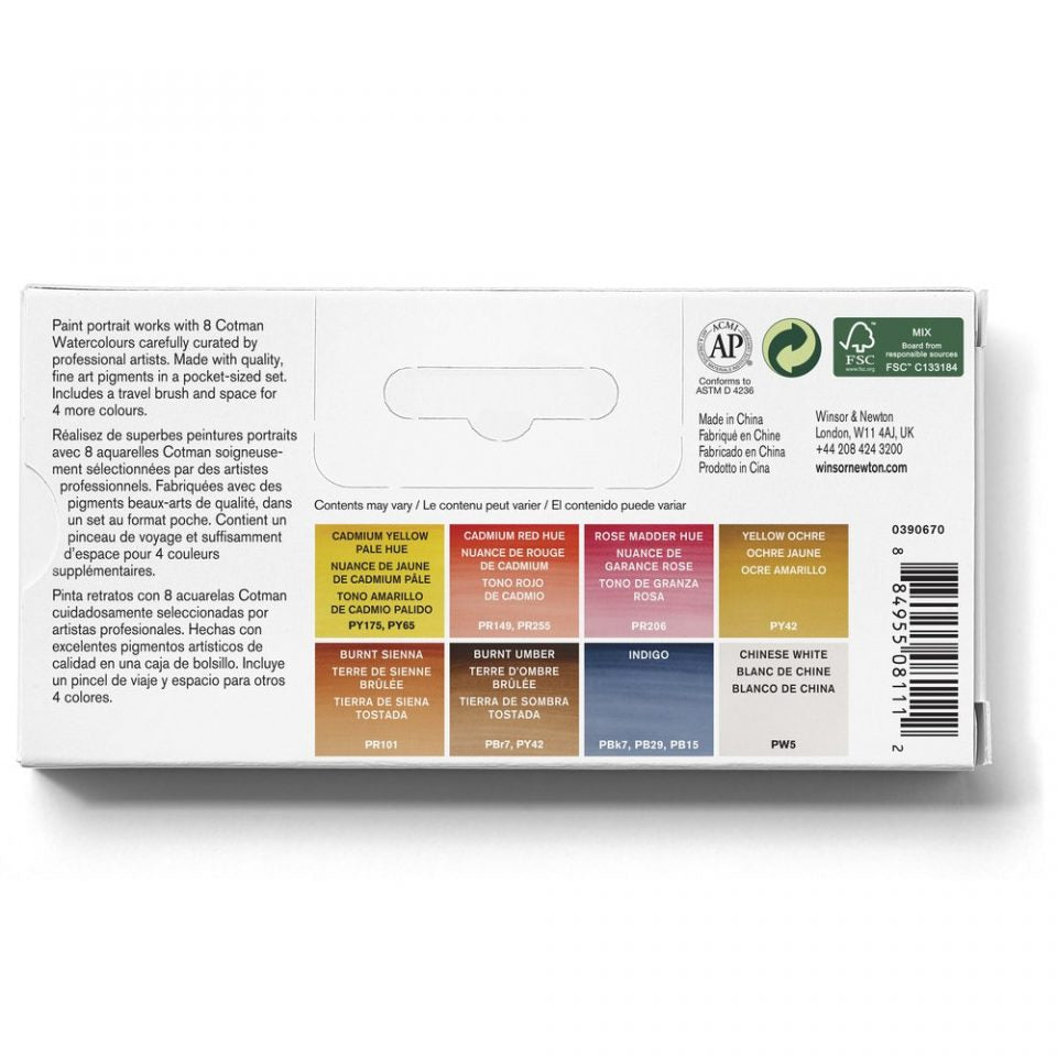 Winsor & Newton Cotman Watercolour Paint Portrait Pocket 1/2 Pan Set 9 SET