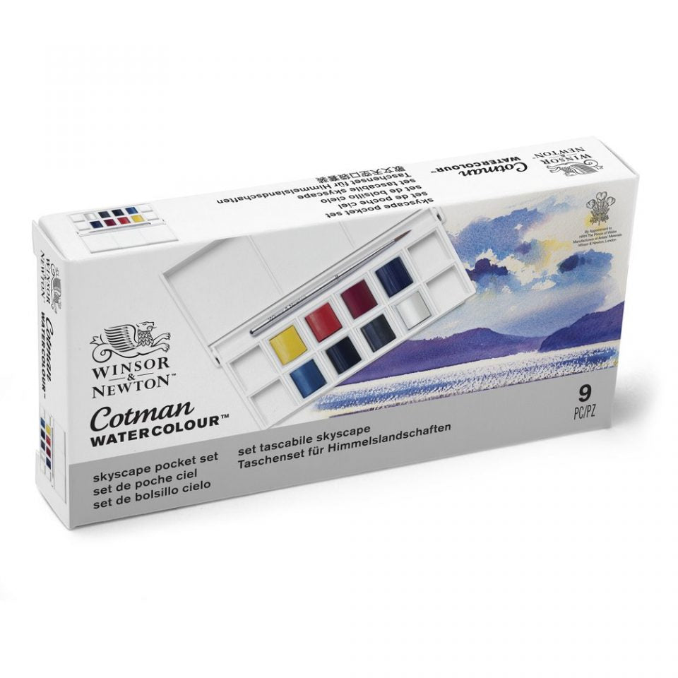 Winsor & Newton Cotman Watercolour Paint Skyscape Pocket 1/2 Pan Set 9 SET