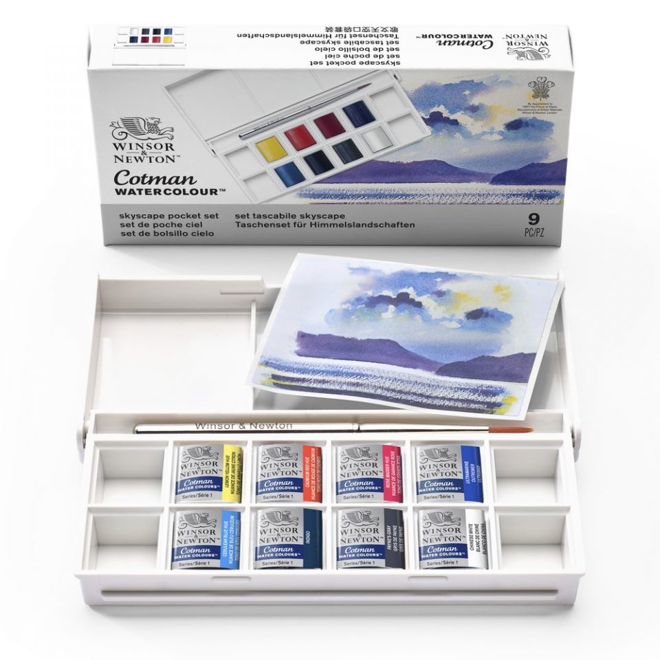 Winsor & Newton Cotman Watercolour Paint Skyscape Pocket 1/2 Pan Set 9 SET