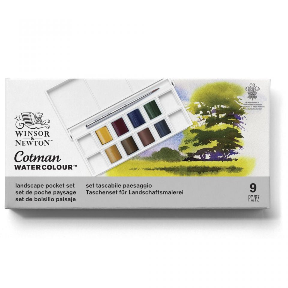 Winsor & Newton Cotman Watercolour Paint Landscape Pocket 1/2 Pan Set 9 SET