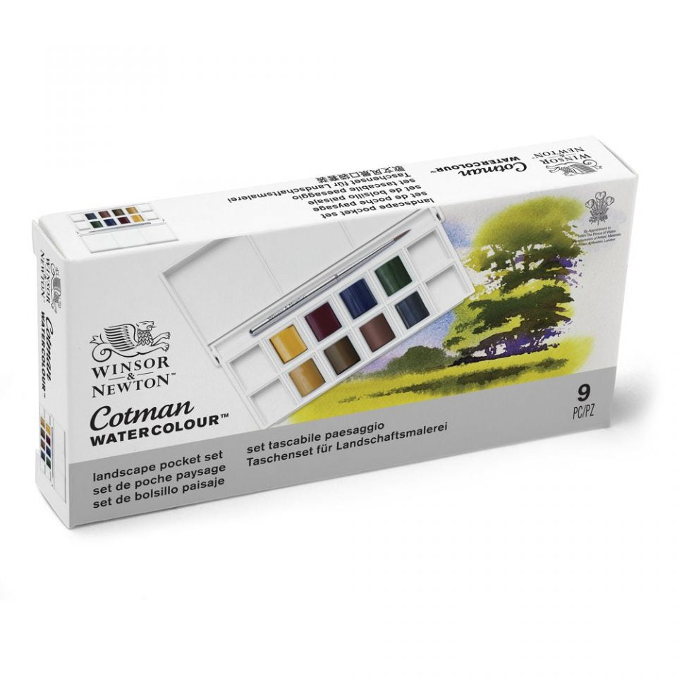 Winsor & Newton Cotman Watercolour Paint Landscape Pocket 1/2 Pan Set 9 SET