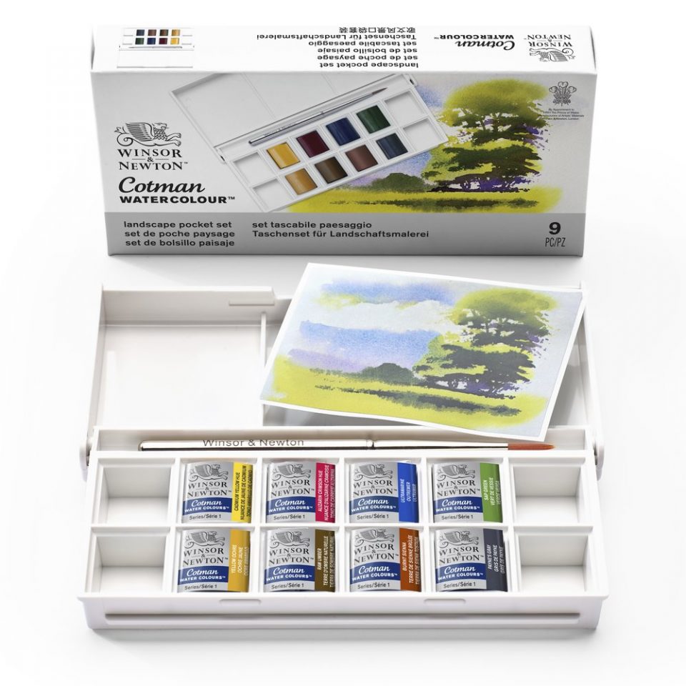 Winsor & Newton Cotman Watercolour Paint Landscape Pocket 1/2 Pan Set 9 SET