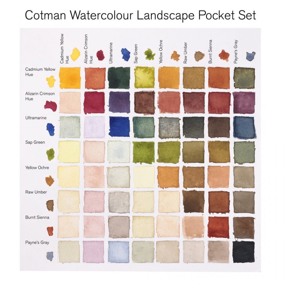 Winsor & Newton Cotman Watercolour Paint Landscape Pocket 1/2 Pan Set 9 SET