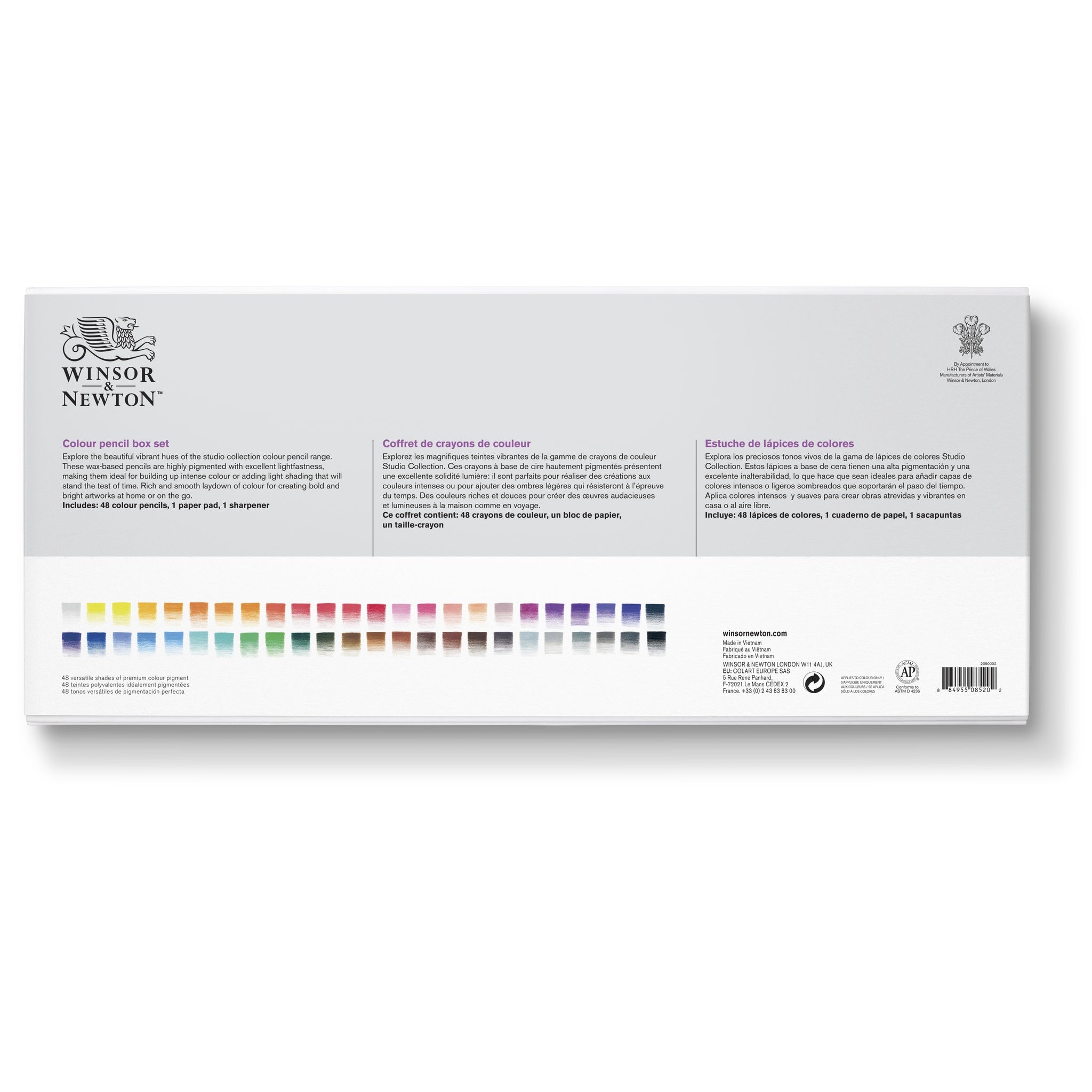 WINSOR & NEWTON STUDIO COLLECTION COLOURED PENCIL SET 50 WITH PAD AND BRUSH