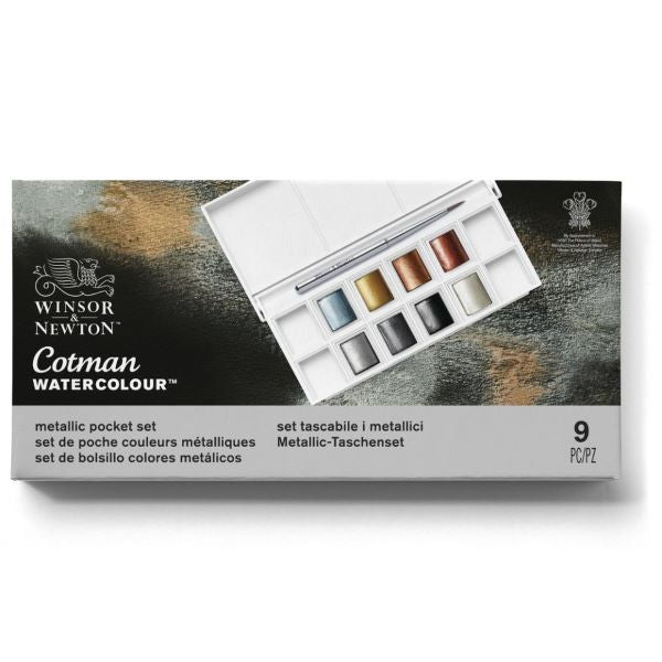 Winsor & Newton Cotman Watercolour Paint Metallic 1/2 Pan Set 8 SET