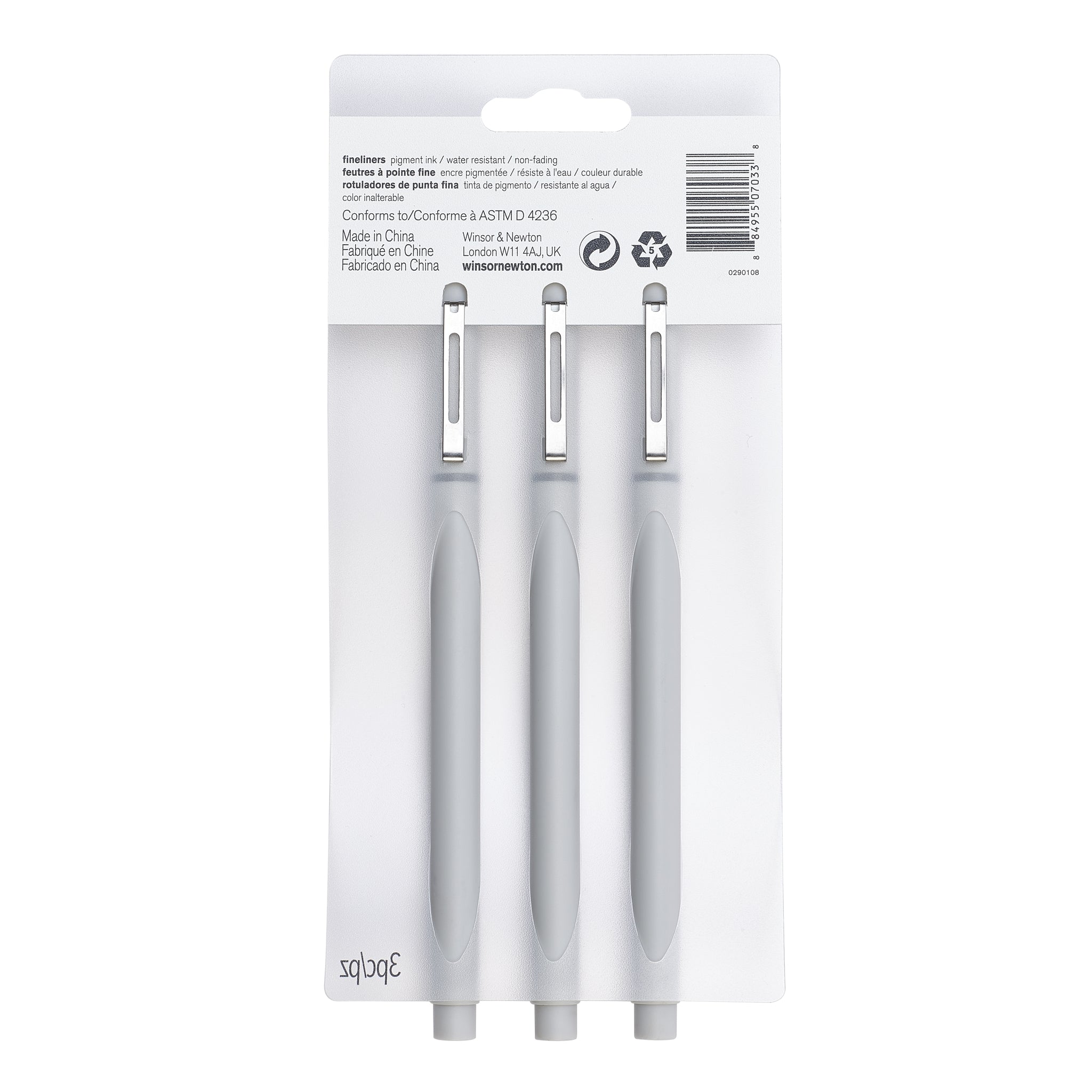WINSOR & NEWTON PIGMENT FINELINER PEN COOL GREY SET 3