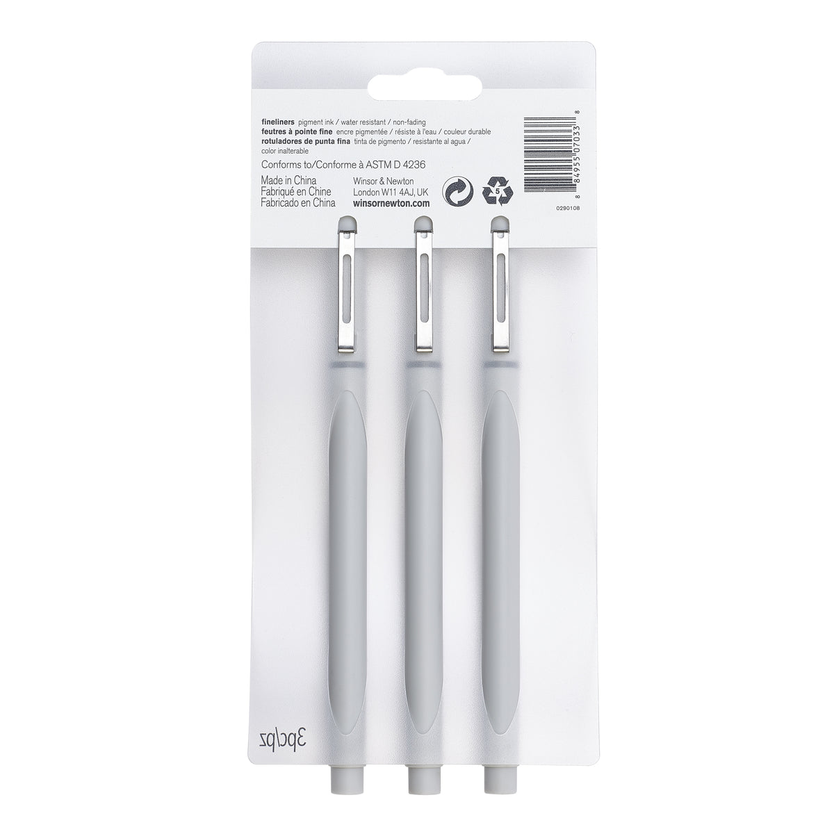 WINSOR & NEWTON PIGMENT FINELINER PEN COOL GREY SET 3