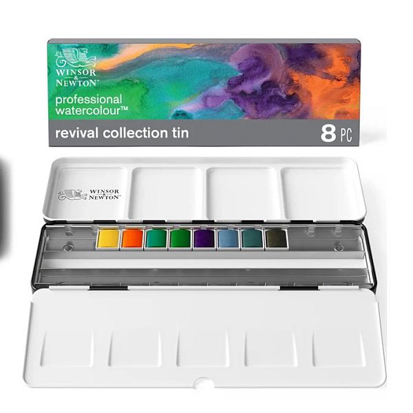 Winsor & Newton Professional Watercolour Paint Revival 1/2 Pan Set 8 SET