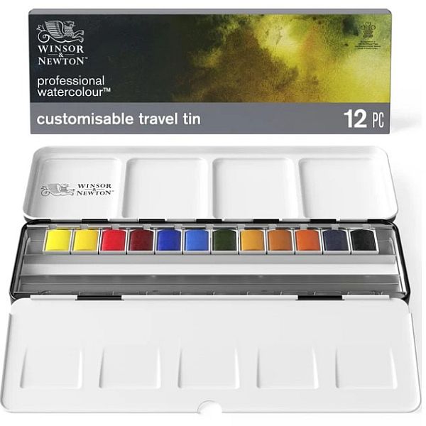 Winsor & Newton Professional Watercolour Paint 1/2 Pan Tin Set 12 SET