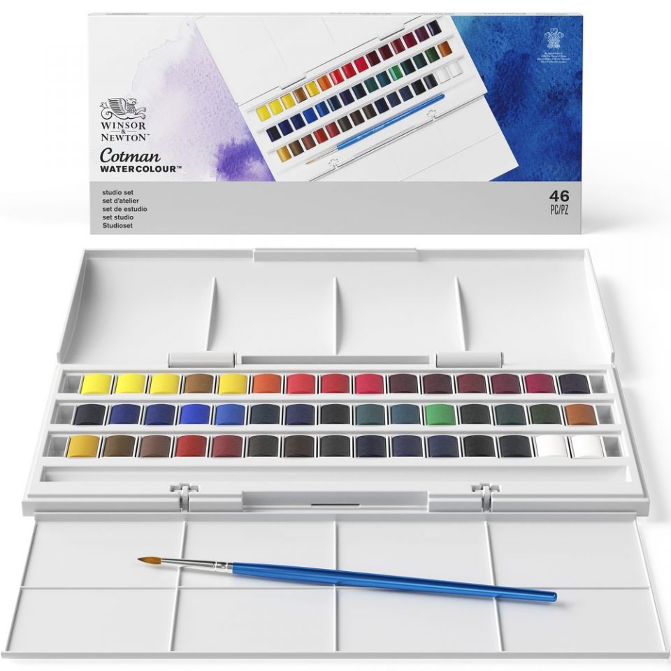 Winsor & Newton Cotman Watercolour Paint Studio 1/2 Pan Set 45 SET