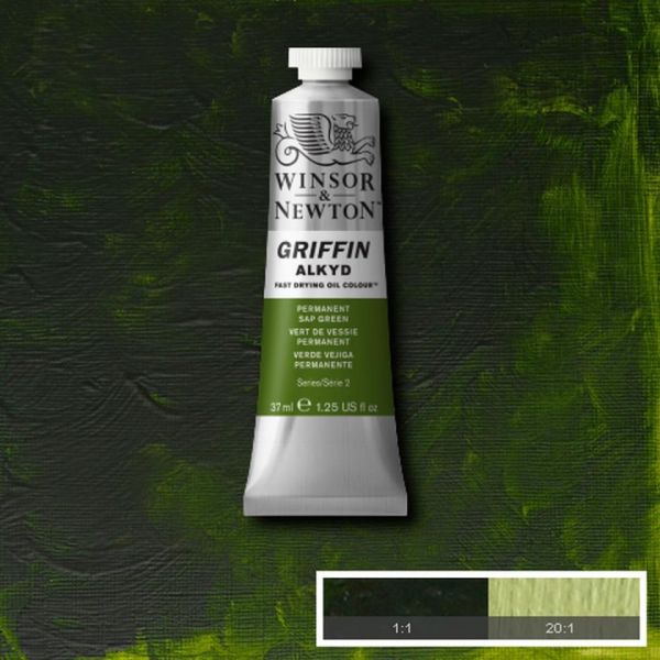 Winsor & Newton Griffin Alkyd Fast Drying Oil Paint Permanent Sap Green S2 37ml
