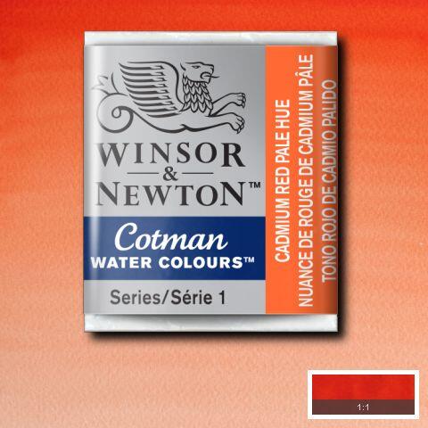 Winsor & Newton Cotman Watercolour Paint Cadmium Red Pale Hue 1/2 Pan