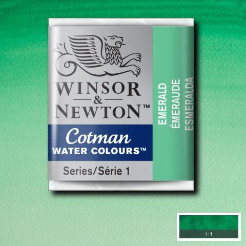 Winsor & Newton Cotman Watercolour Paint Emerald 1/2 Pan