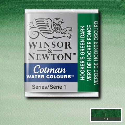 Winsor & Newton Cotman Watercolour Paint Hookers Green Dark 1/2 Pan