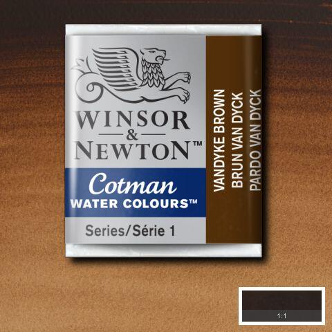 Winsor & Newton Cotman Watercolour Paint Vandyke Brown 1/2 Pan
