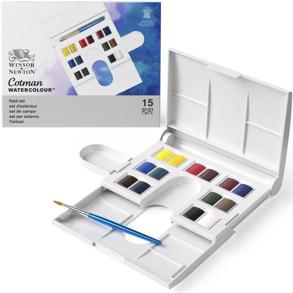 Winsor & Newton Cotman Watercolour Paint Field 1/2 Pan Set 14 SET
