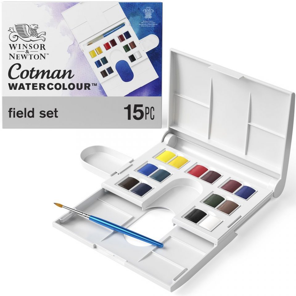 Winsor & Newton Cotman Watercolour Paint Field 1/2 Pan Set 14 SET
