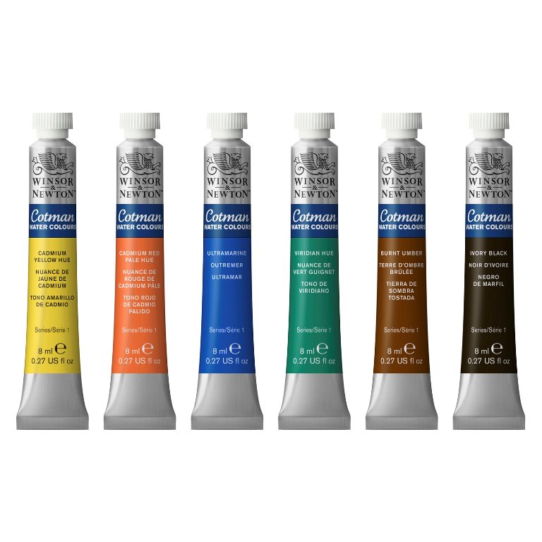 Winsor & Newton Cotman Watercolour Paint 8ml Tube Set 6 SET