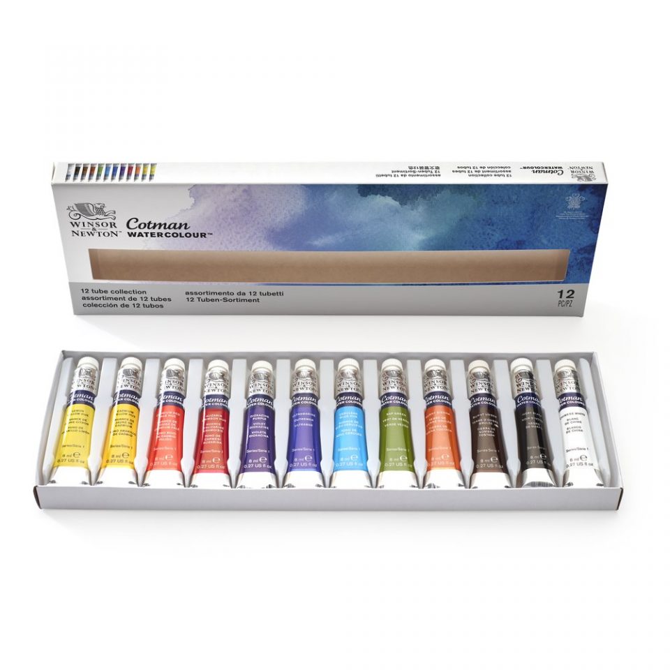 Winsor & Newton Cotman Watercolour Paint Collection 8ml Tube Set 12 SET