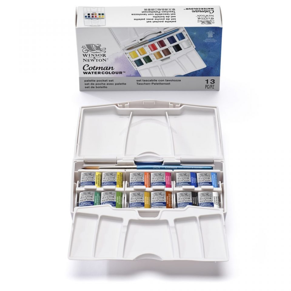 Winsor & Newton Cotman Watercolour Paint Palette Pocket 1/2 Pan Set 12 SET