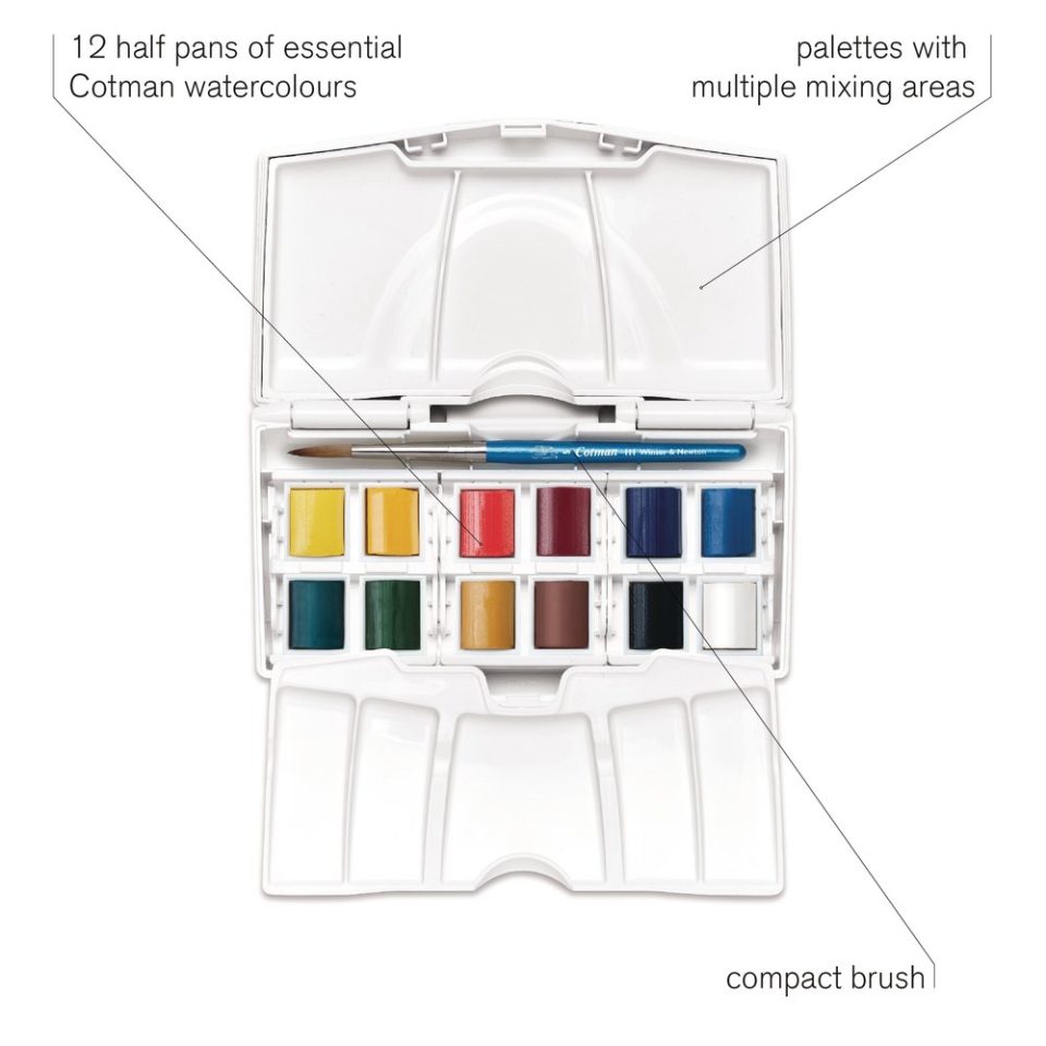 Winsor & Newton Cotman Watercolour Paint Palette Pocket 1/2 Pan Set 12 SET