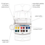 Winsor & Newton Cotman Watercolour Paint Field Travel 1/2 Pan Set 12 SET