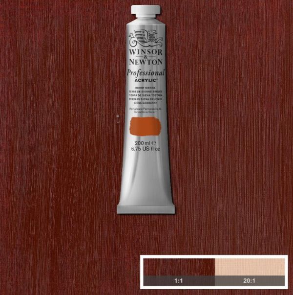 Winsor & Newton Professional Acrylic Paint S1 Burnt Sienna 200ml