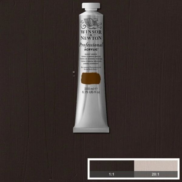 Winsor & Newton Professional Acrylic Paint S1 Burnt Umber 200ml