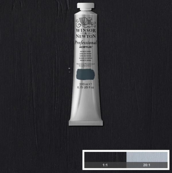 Winsor & Newton Professional Acrylic Paint S1 Paynes Grey 200ml