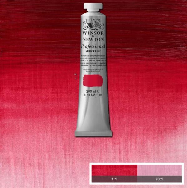 Winsor & Newton Professional Acrylic Paint S3 Permanent Alizarin Crimson 200ml