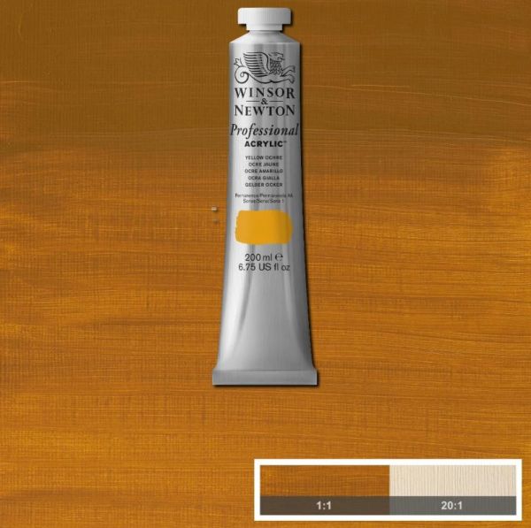 Winsor & Newton Professional Acrylic Paint S1 Yellow Ochre 200ml
