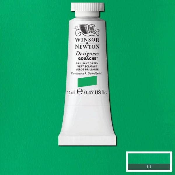 Winsor & Newton Designer Gouache Paint S1 Brilliant Green 14ml