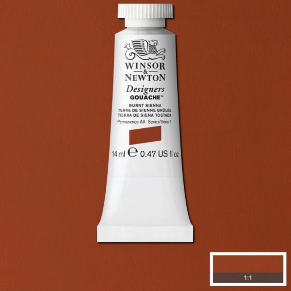 Winsor & Newton Designer Gouache Paint S1 Burnt Sienna 14ml