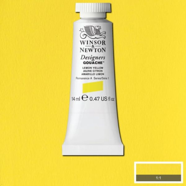 Winsor & Newton Designer Gouache Paint S1 Lemon Yellow 14ml