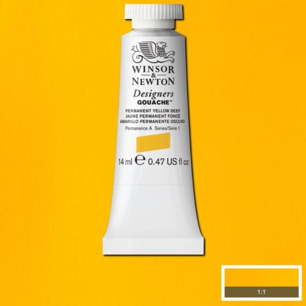 Winsor & Newton Designer Gouache Paint S1 Permanent Yellow Deep 14ml