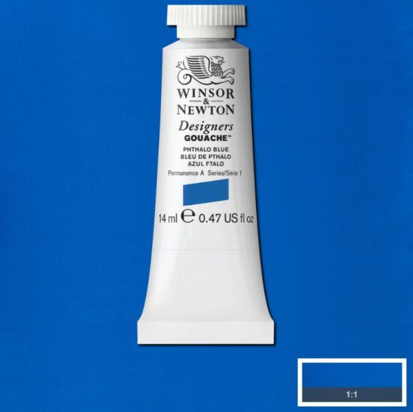 Winsor & Newton Designer Gouache Paint S1 Phthalocyanine Blue Red Shade 14ml