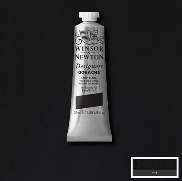 Winsor & Newton Designer Gouache Paint S1 Lamp Black 37ml