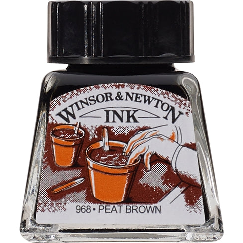 Winsor & Newton Drawing Ink Peat Brown 14ml